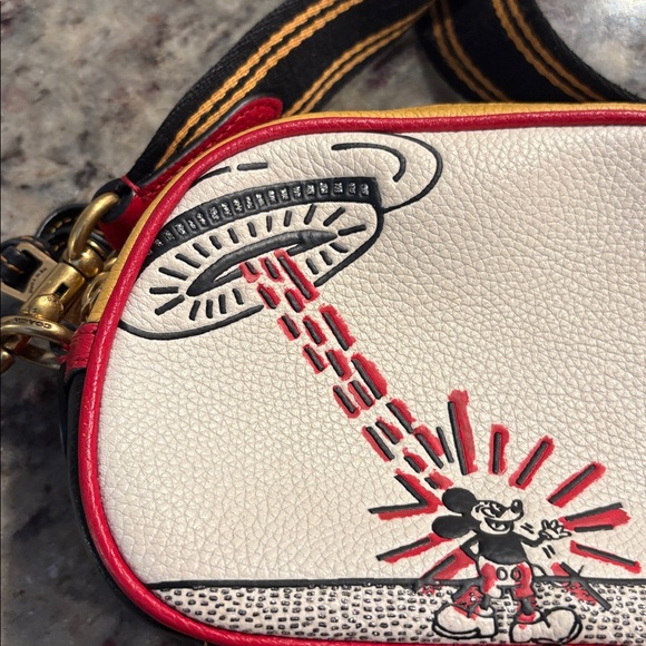 Rare Vintage 90s Mickey Mouse Coach Red and White UFO Crossbody Bag - Picture 3 of 6